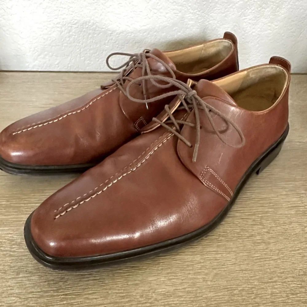 Cole Haan Cognac Brown Leather Lace-up Dress Shoes 12